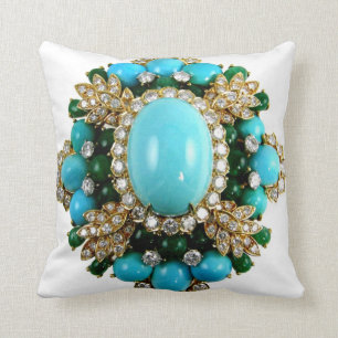 Türkisfarbene Diamanten Brosche Sofa Bling Schmuck Kissen