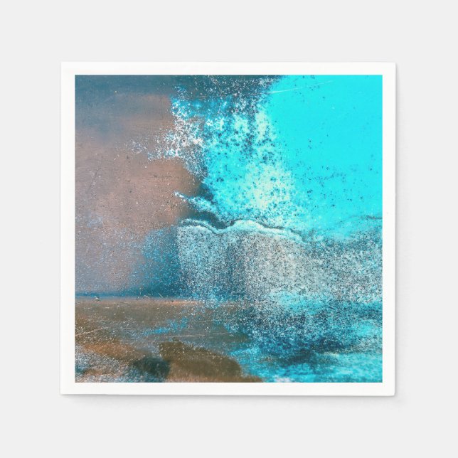 Türkisfarbene Farbe und Rost Abstrakt Serviette (Vorderseite)