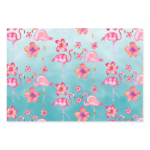 Türkisfarbene Flamingos und rosa Hibiskus 2