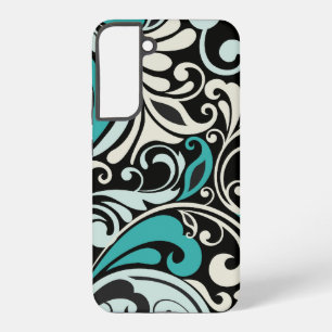 Türkisfarbene florale Schwünge Samsung S22 Hülle Samsung Galaxy Hülle