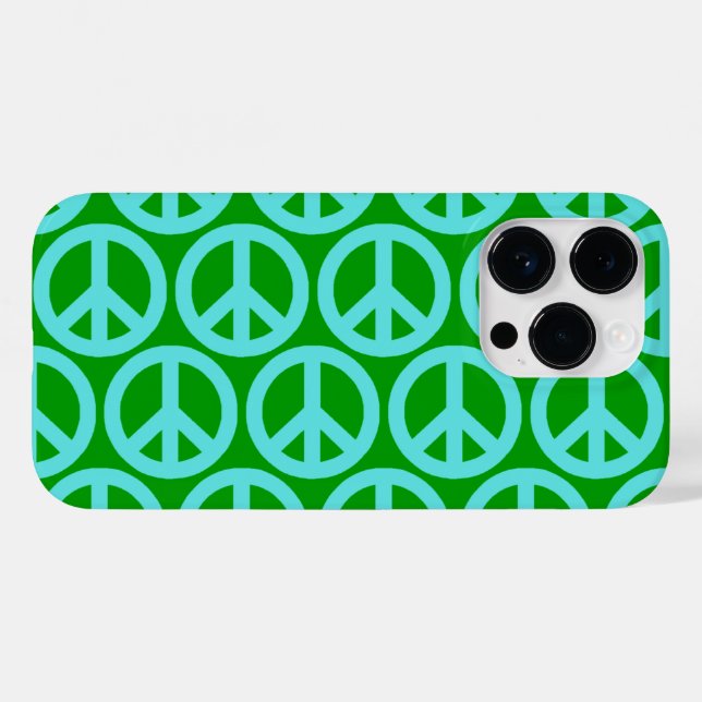 Türkisfarbene Friedenszeichen Case-Mate iPhone Hülle (Rückseite (Horizontal))