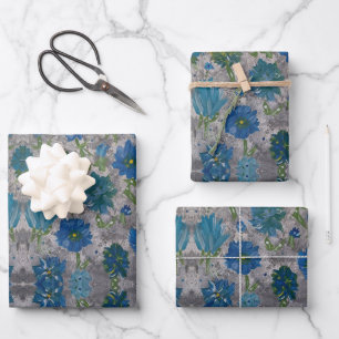 Türkisfarbene Gänseblümchen-Blumenverpackungspapie Geschenkpapier Set