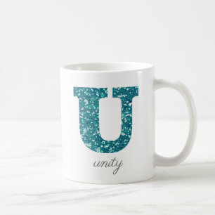 Türkisfarbene Glitter-Monogramm-U personalisierte  Kaffeetasse