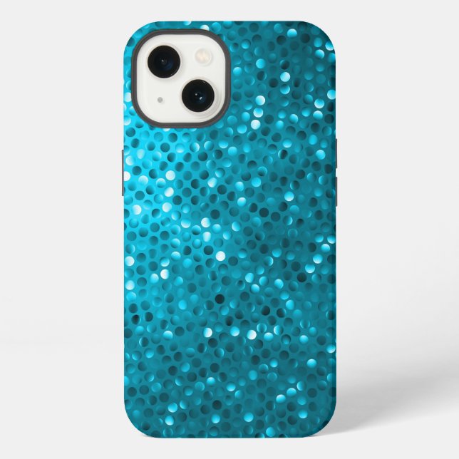 Türkisfarbene Glitter- und Funkeloptik iPhone Hülle (Rückseite)