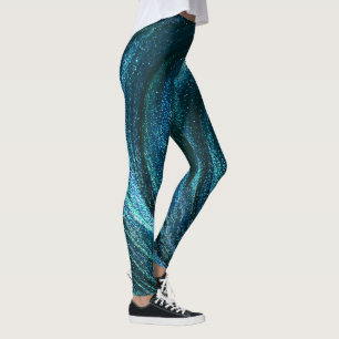 Türkisfarbene Glitzernde Wirbel Leggings