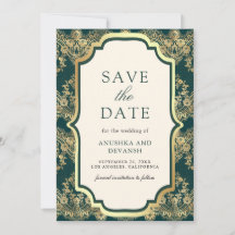 Türkisfarbene Goldspitze Indische Hochzeit