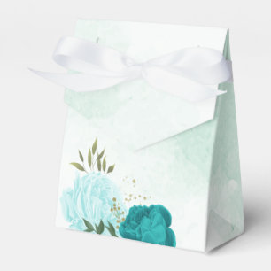 türkisfarbene hellblaue Blumen Hochzeit Geschenkschachtel