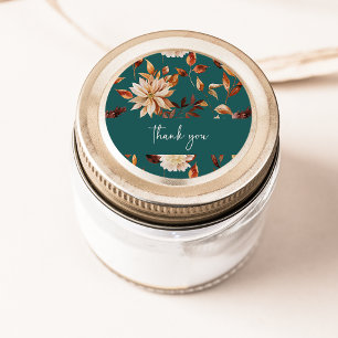 Türkisfarbene Herbstlaub Danke Aufkleber