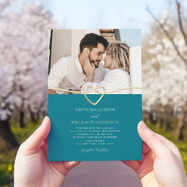 Türkisfarbene Hochzeitseinladung mit QR-Code Einladung