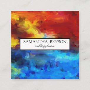 Türkisfarbene Hochzeitsplaner Platz Busine Quadratische Visitenkarte