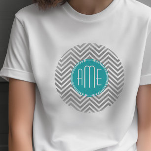 Türkisfarbene Holzkohle Chevron mit individuellem T-Shirt