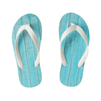Türkisfarbene Holzstruktur Kinderbadesandalen