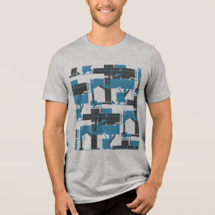 Türkisfarbene Kohle Off-white Geometric MCM Look Tri-Blend Shirt