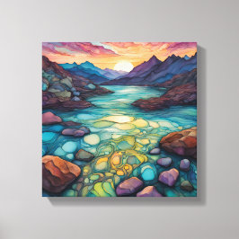 Türkisfarbene Landschaft mit alkoholfarbenem Detai Leinwanddruck