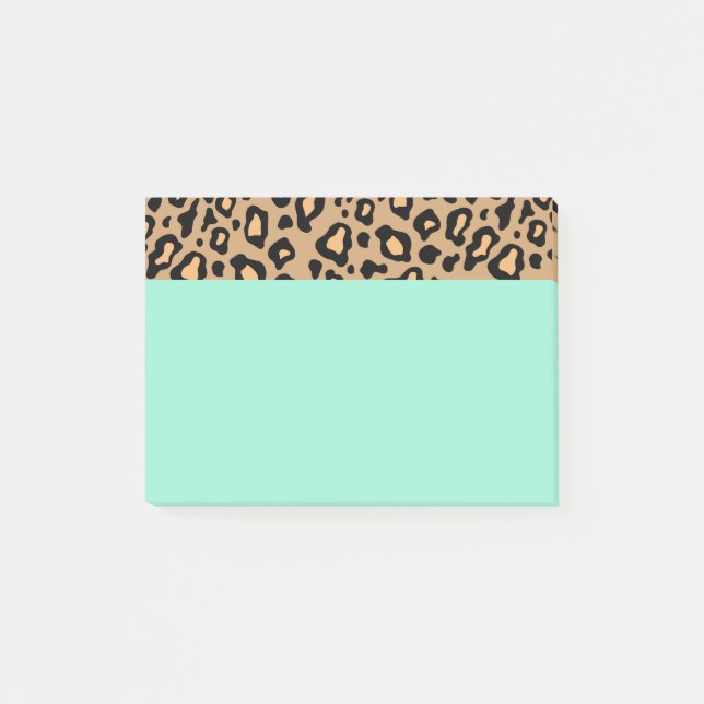 Türkisfarbene Leopardenmuster-Post-it-Notes Post-it Klebezettel (Vorderseite)