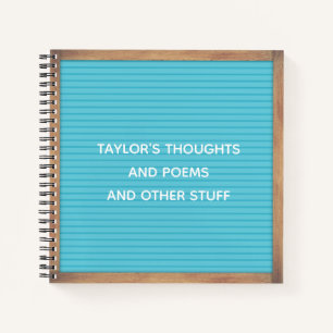 Türkisfarbene Letter Board Marquee signieren benu Notizbuch