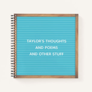 Türkisfarbene Letter Board Marquee signieren benut Notizbuch