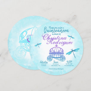Türkisfarbene Libellen, Lila Quinceañera Einladung