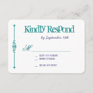 Türkisfarbene Lila Typografie-Hochzeitsradarkarten RSVP Karte