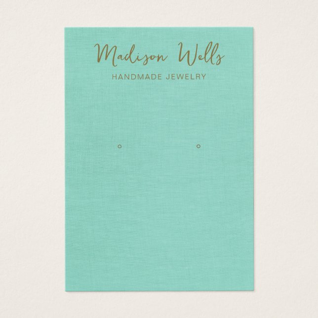Türkisfarbene Linen Earring Display Holder (Vorderseite)