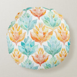 Türkisfarbene Mandarine Abstrakt Rundes Kissen
