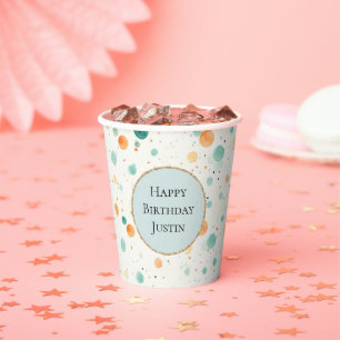 Türkisfarbene Mandarine Dots Pappbecher