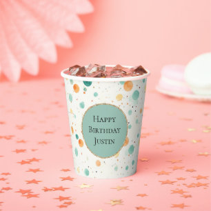 Türkisfarbene Mandarine Dots Pappbecher