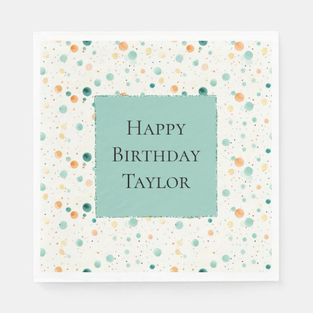 Türkisfarbene Mandarine Dots Serviette (Vorderseite)