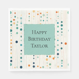 Türkisfarbene Mandarine Kreise und Linien Serviette