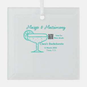 Türkisfarbene Margs und Matrimony-Junggesellinnena Ornament Aus Glas