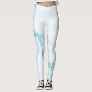 Türkisfarbene Marmor-Leggings Leggings