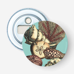 Türkisfarbene Muschel und Rote Koralle Flaschenöffner