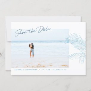 Türkisfarbene Palmen Blätter Tropischer Strand Save The Date
