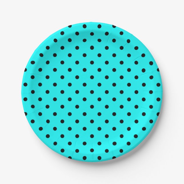 Türkisfarbene Polka-Papiertafel Pappteller (Vorderseite)