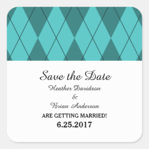 Türkisfarbene Raute Save the Date Aufkleber