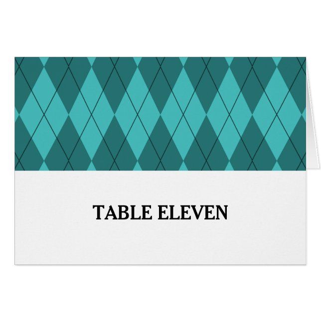 Türkisfarbene Raute Tischnummer Card (Vorderseite (Horizontal))