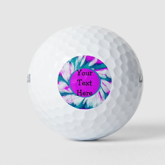 Türkisfarbene Rosa Gefärbte Krawatte Swirl Golfball (Vorderseite)
