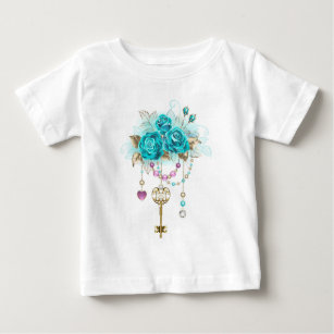 Türkisfarbene Rose mit Tasten Baby T-shirt