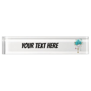 Türkisfarbene Rose mit Tasten Namensplakette