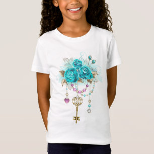 Türkisfarbene Rose mit Tasten T-Shirt