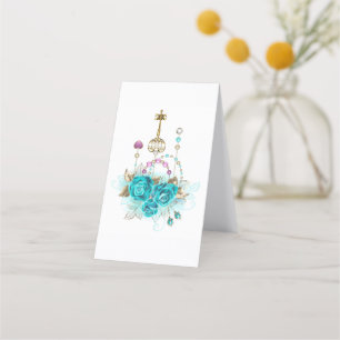 Türkisfarbene Rose mit Tasten Treuekarte