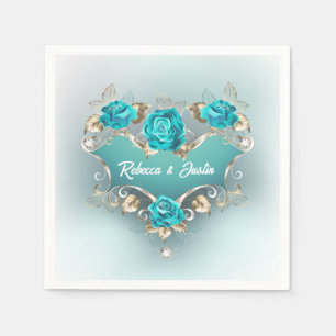 Türkisfarbene Rosen Tiffany Blumen Modern Boho Ser Serviette