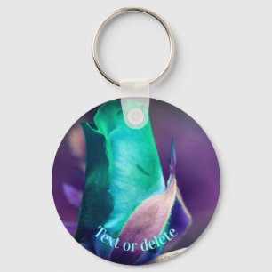 Türkisfarbene Rosenknospe-Blumen Personalisiert Schlüsselanhänger