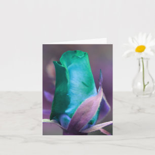 Türkisfarbene Rosenknospe-Blumenfotografie Karte