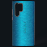 Türkisfarbene, rot lackierte Aluminium-Optik Samsung Galaxy Hülle<br><div class="desc">Bild eines metallisch blau-grün türkisfarbenen Hintergrund gebürstetes Aluminium-Look. Optionales Monogramm.</div>