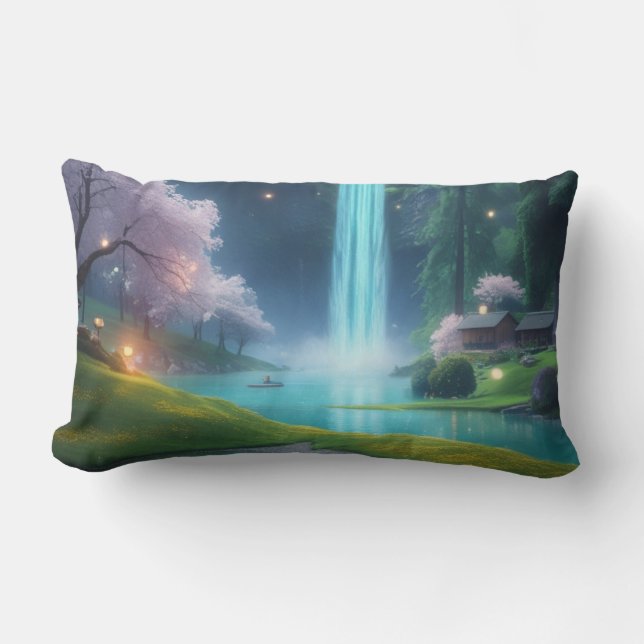 "Türkisfarbene Ruhe - in ruhiges Wasser treiben Lendenkissen (Vorderseite)