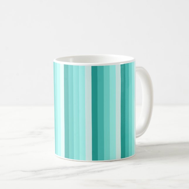 Türkisfarbene Schattenstreifen Kaffeetasse (VorderseiteRechts)