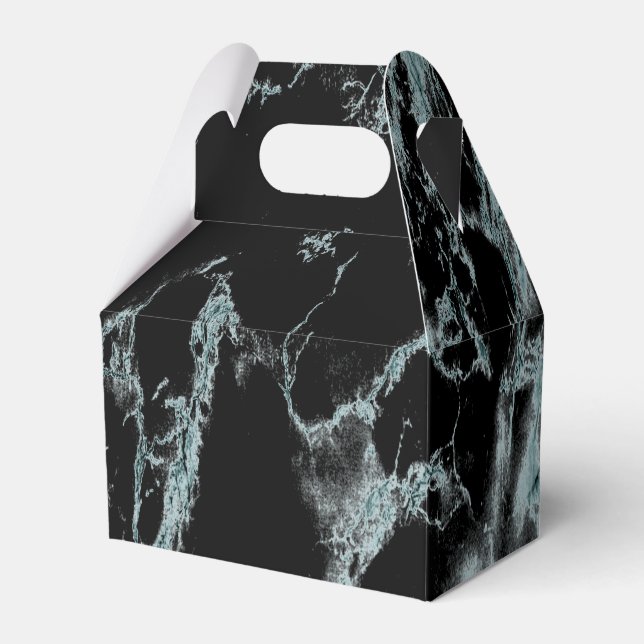 Türkisfarbene, schwarze Marmorverkleidung Geschenkschachtel (Vorderseite)