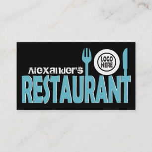 Türkisfarbene Speisekarte Schwarz-weiß Visitenkarte