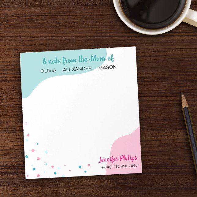 Türkisfarbene Stars Ein Hinweis aus der Mama Notizblock (Von Creator hochgeladen)